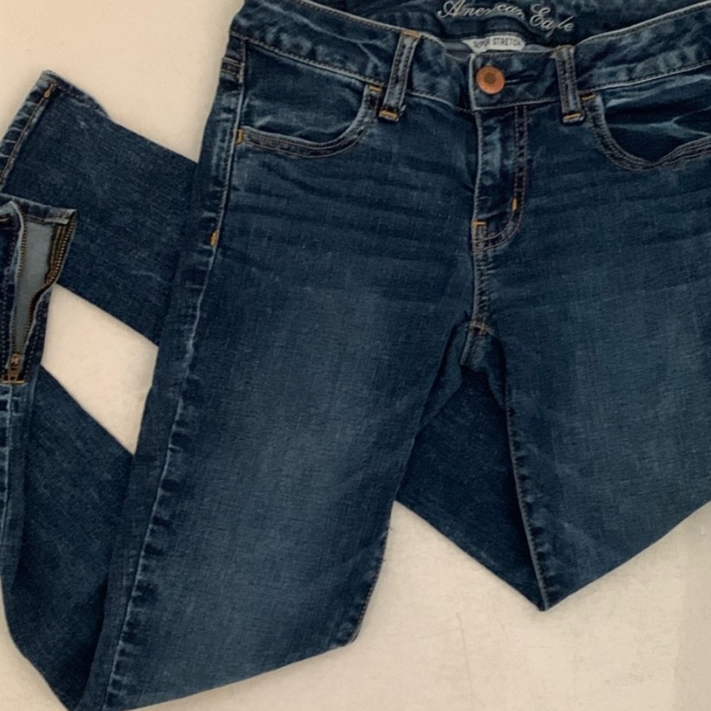 Y2K American Eagle low rise, zipper ankle, super stretch skinny jeans